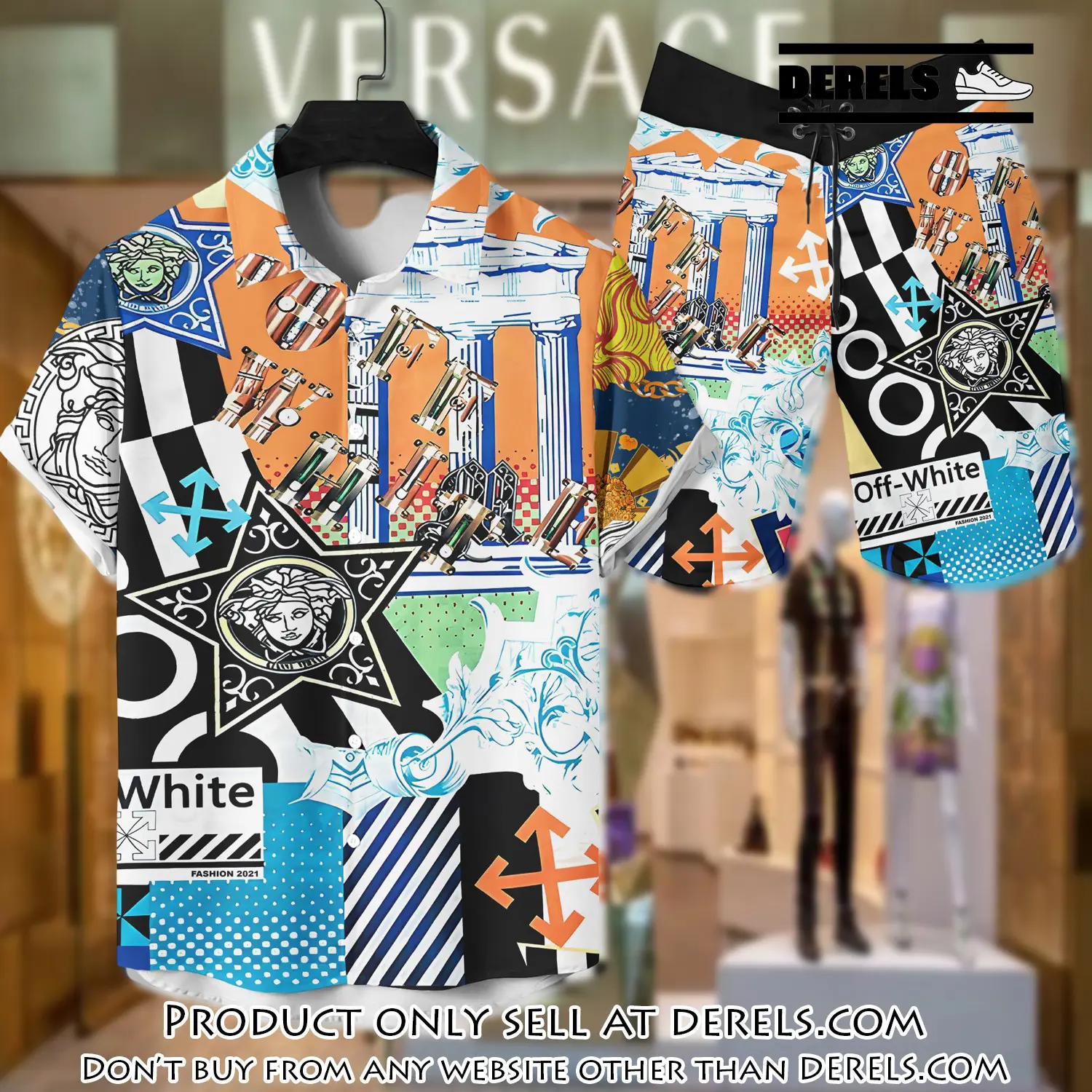 Versace luxury hawaiian shirt & short set lhs1209 dr1523110